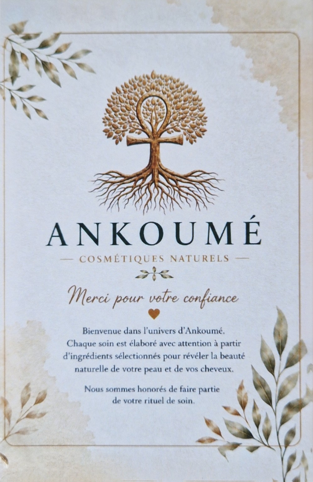 Carte de remerciement ANKOUMÉ