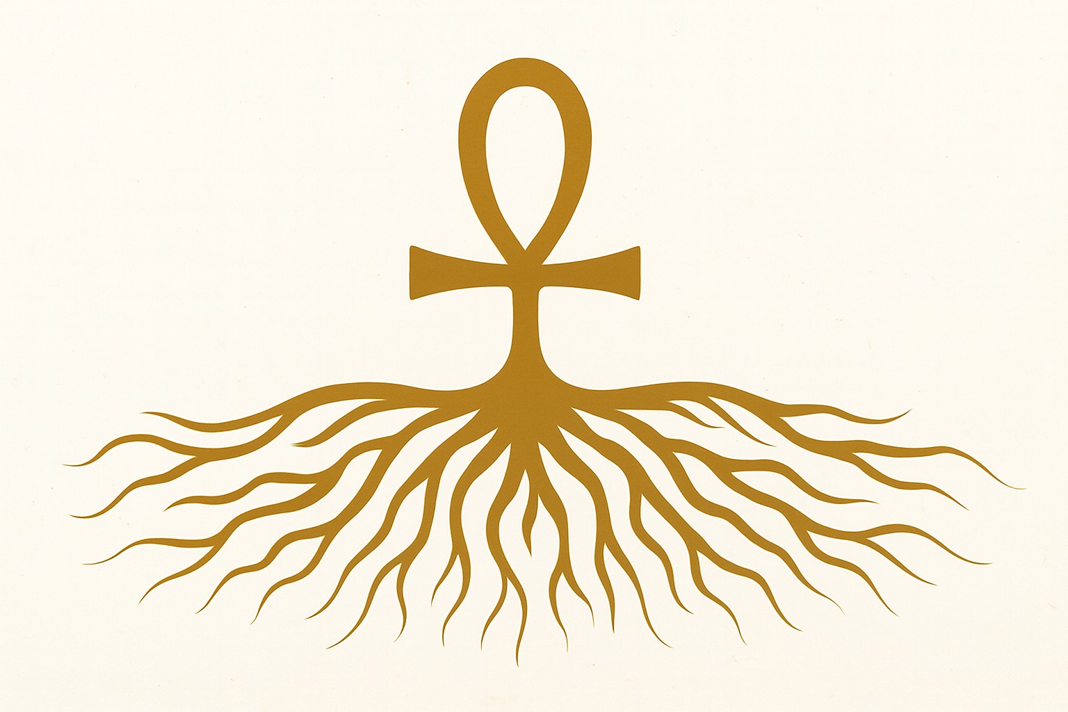 Symbole Ankh et Okoumé, arbre et racines